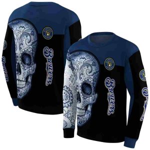 Milwaukee Brewers Sugar Skull All Over Print Sweatshirt