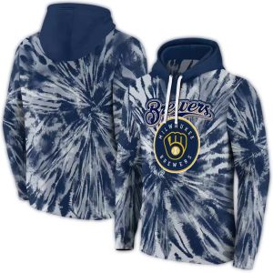 Milwaukee Brewers Tie Dye Pattern All Over Print Hoodie