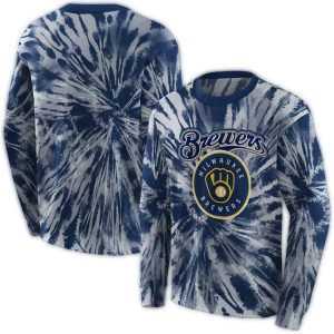 Milwaukee Brewers Tie Dye Pattern All Over Print Sweatshirt