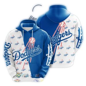 Los Angeles Dodgers All Over Print Hoodie in White and Blue