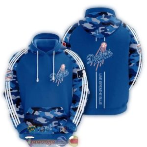 Los Angeles Dodgers Blue Camo All-Over Print Hoodie for Fans