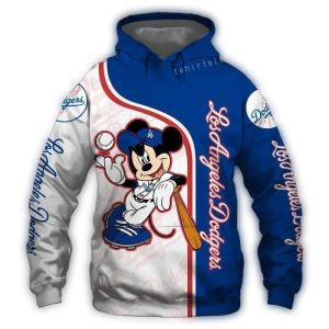 Mickey Mouse All Over Print Los Angeles Dodgers Hoodie for Fans