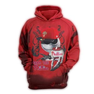Philadelphia Phillies Jack Skellington All-Over Print Hoodie for Fans