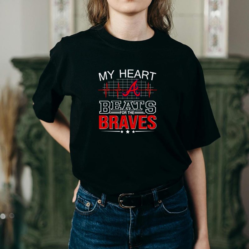 Atlanta Braves Heartbeat T-Shirt - My Heart Beats For The Braves - Image 2