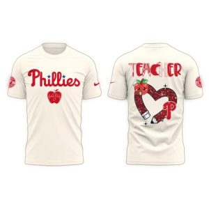 Philadelphia Phillies Teacher Heart All Over Print T-Shirt for Fans