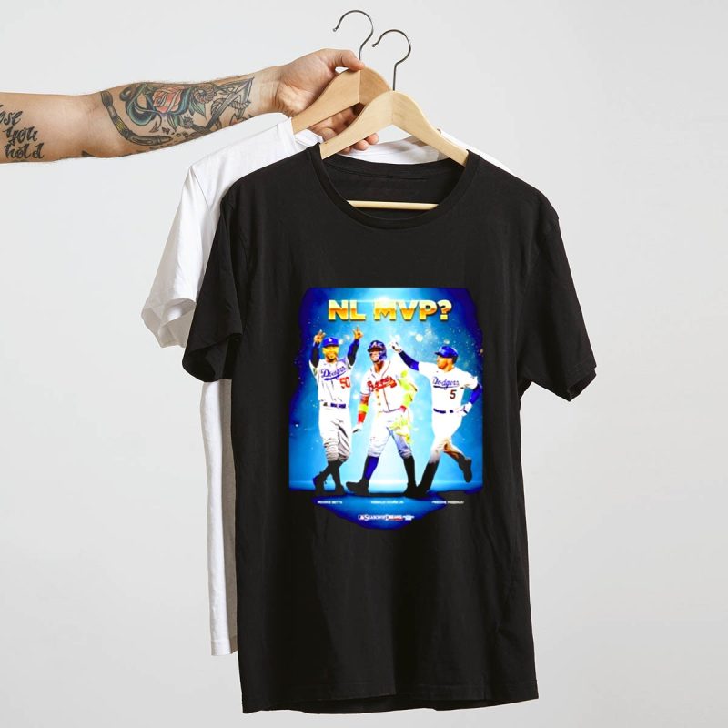 Mookie Betts, Ronald Acuña Jr, Freddie Freeman Dodgers Braves T-Shirt - Image 4