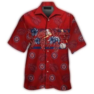 Vintage Washington Nationals Floral Leaf Hawaiian Shirt For Men