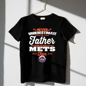 Never Underestimate A Mets Fan Dad - Fun T-Shirt For Fathers