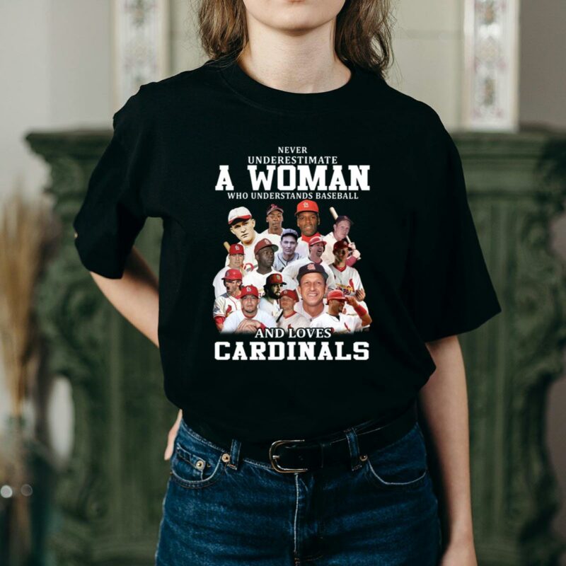 Never Underestimate A Woman Baseball Cardinals Graphic T-Shirt – Unisex Gift - Image 2