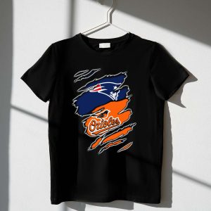 New England Patriots Baltimore Orioles Torn Claw Marks T-Shirt For Fans