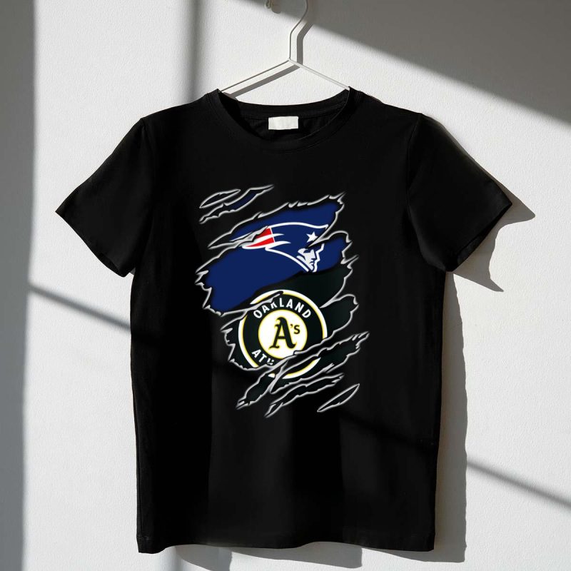 New England Patriots Oakland Athletics Logo Fusion T Shirt t shirt 1 1