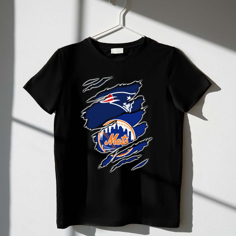 New England Patriots and New York Mets Claw T Shirt t shirt 1 1
