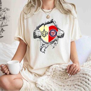 New Orleans Saints & Washington Nationals Heart T-Shirt For Fans