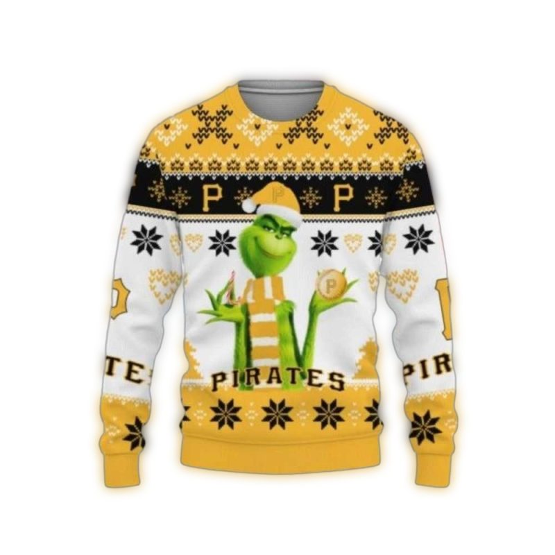 Grinch-Inspired Pittsburgh Pirates Holiday Ugly Sweater for New Year