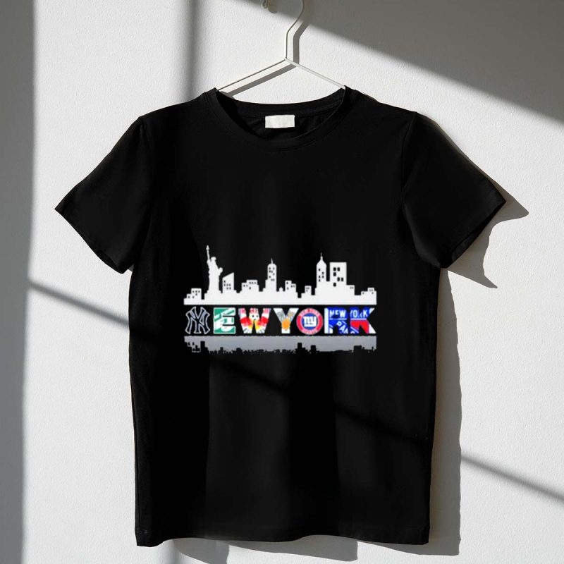 New York City Skyline Yankees Giants Mets Knicks Rangers T Shirt t shirt 1 1