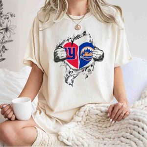 New York Giants & Mets Heart T-Shirt - Perfect For Sports Fans