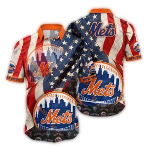 New York Mets American Flag Hawaiian Shirt For Men - Stylish Summer Wear