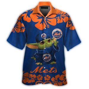 Baby Yoda Tropical Hawaiian Shirt For New York Mets Fans