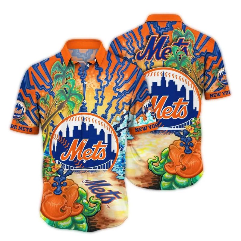 New York Mets Beach Tropical Art Hawaiian Shirt 1