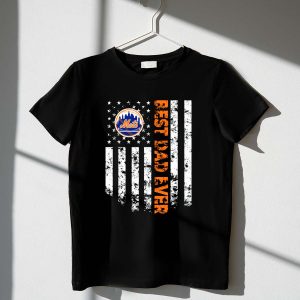 New York Mets Best Dad Ever American Flag T-Shirt For Baseball Fans