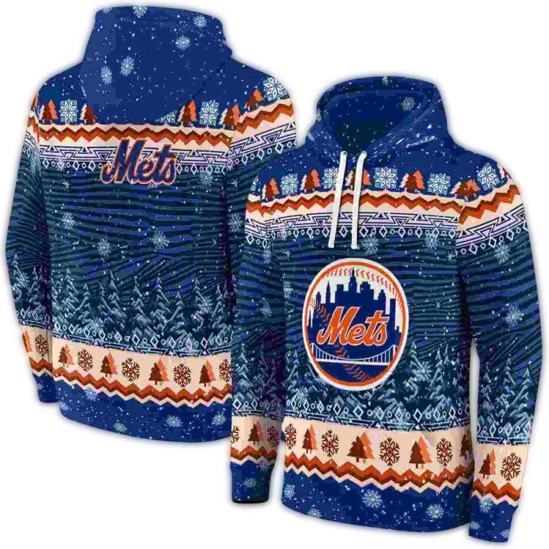 New York Mets Christmas Trees All over Print Hoodie 1