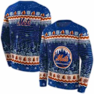 New York Mets Christmas Tree All-Over Print Sweatshirt For Fans