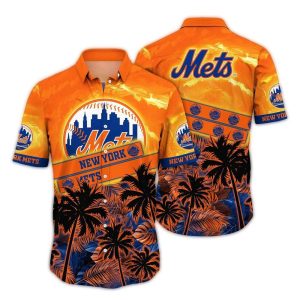 New York Mets Tropical Sunset Hawaiian Shirt For Fans And Beach Lovers
