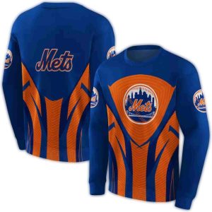 New York Mets All-Over Print Sweatshirt With Concentric Lines Design