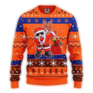 New York Mets Dabbing Santa Claus Christmas Sweatshirt For Holiday Cheer