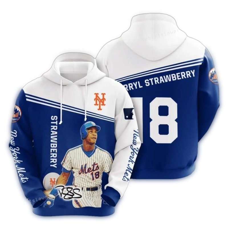 New York Mets Darryl Strawberry Signature All over Print Hoodie 1