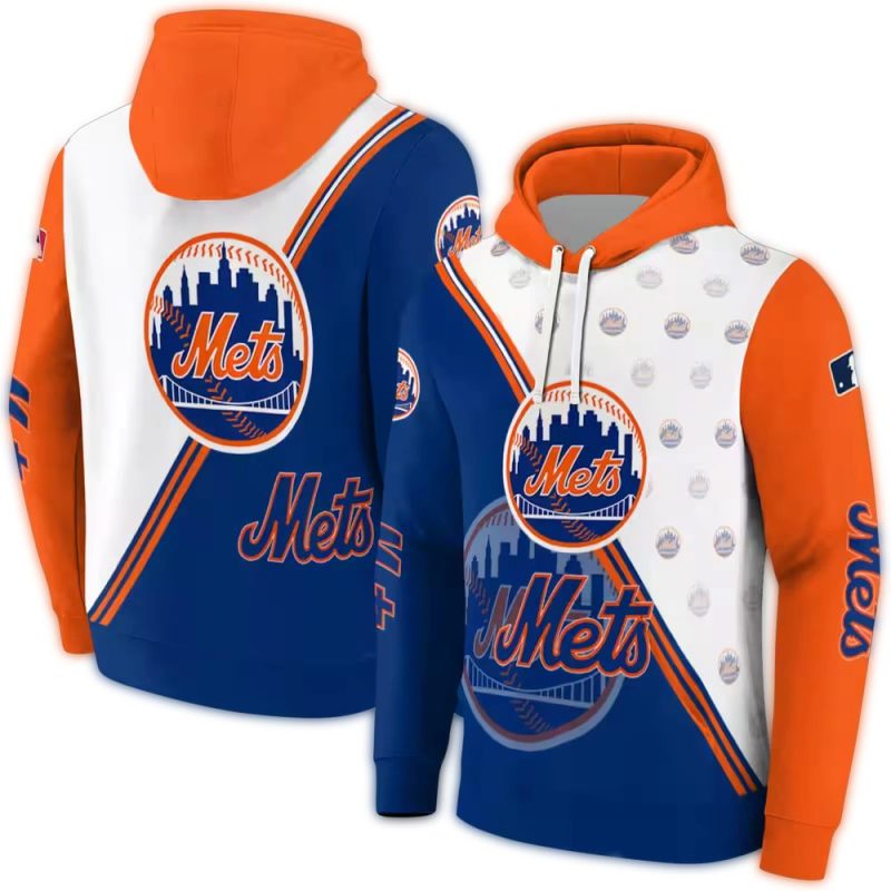 New York Mets Diagonal Stripe All over Print Hoodie 1
