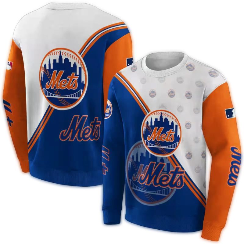 New York Mets Diagonal Stripe All over Print Sweatshirt 1