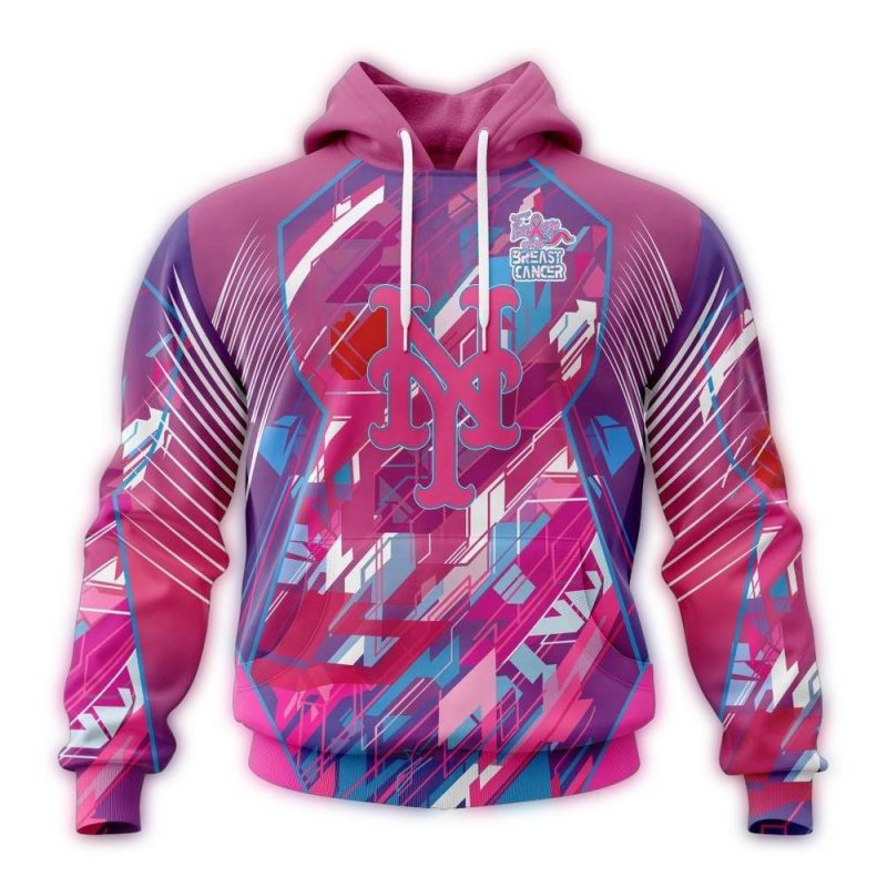 New York Mets Fearless Against Breast Cancer All over Print Hoodie 1