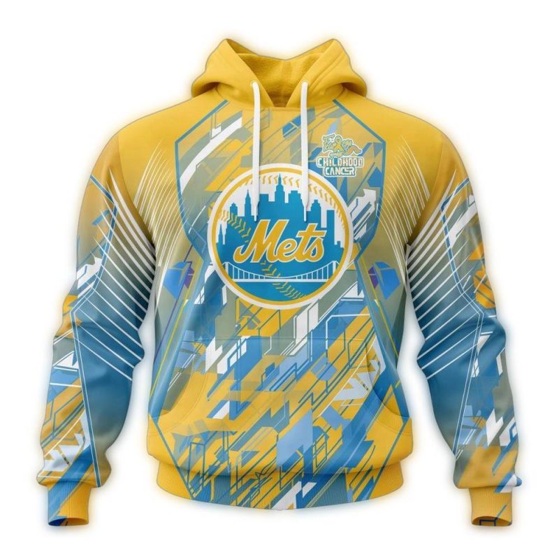 New York Mets Fearless Against Childhood Cancers All over Print Hoodie 1