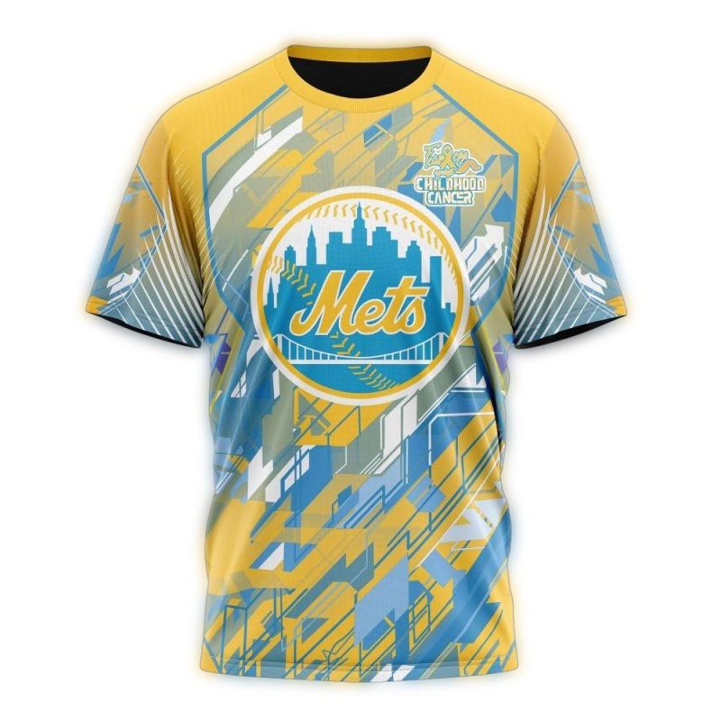 New York Mets Fearless Against Childhood Cancers All over Print T Shirt 1