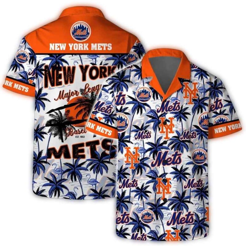 New York Mets Flamingo Coconut Pattern Hawaiian Shirt 1