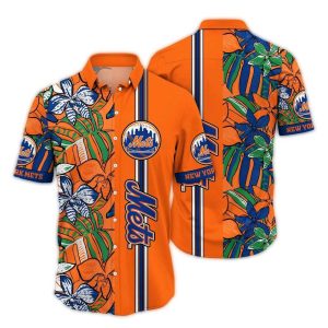 New York Mets Floral Stripe Hawaiian Shirt For Fans