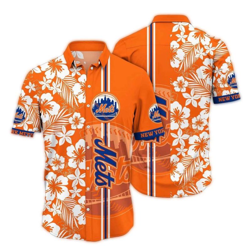 New York Mets Flower Stripe Vintage Hawaiian Shirt 1