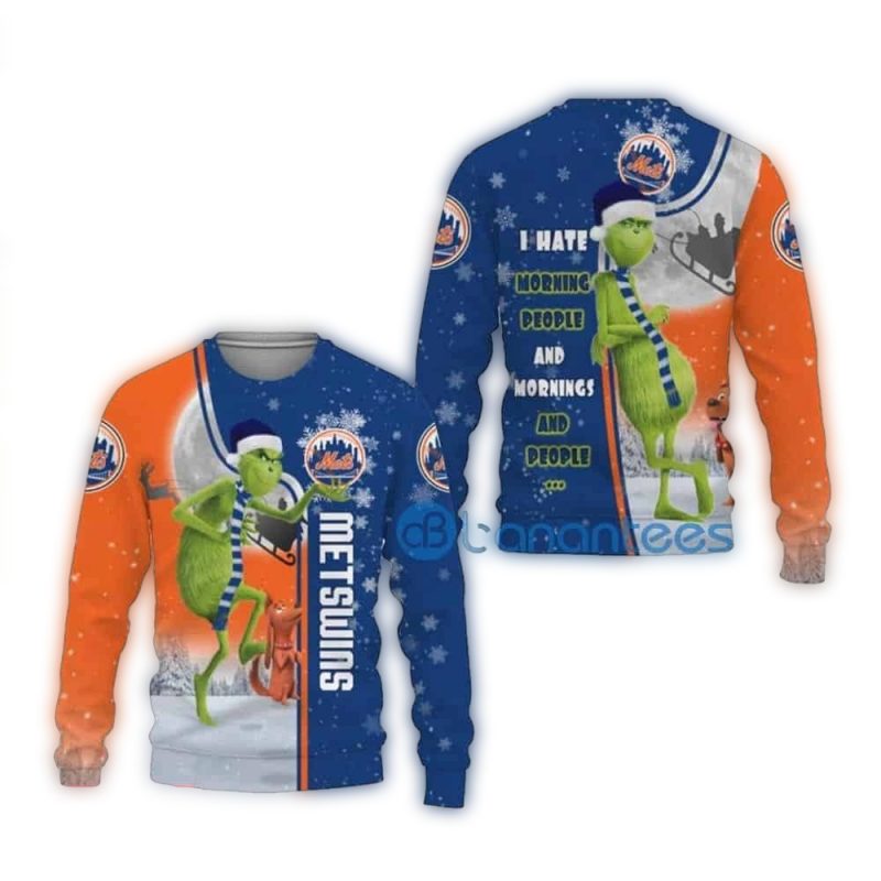 New York Mets Funny Grinch I Hate Morning People Ugly Sweater 1