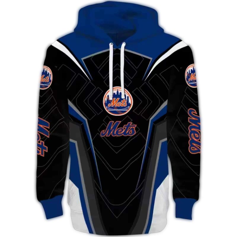 New York Mets Futuristic Pattern All over Print Hoodie 1