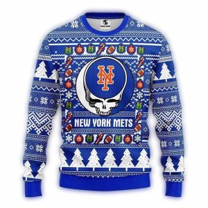 Grateful Dead Christmas Ugly Sweater For New York Mets Fans