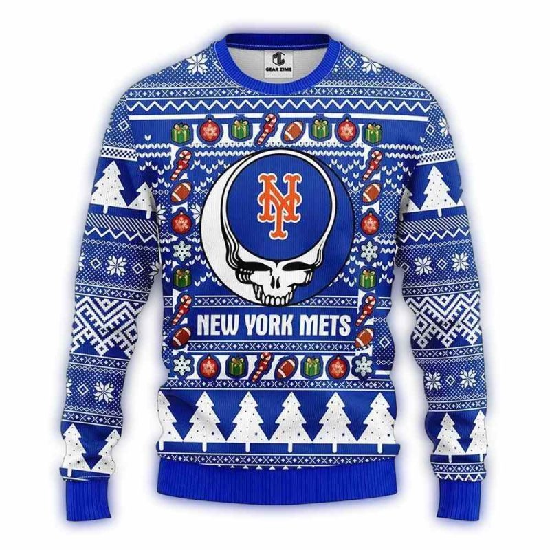 New York Mets Grateful Dead Christmas Ugly Sweater 1