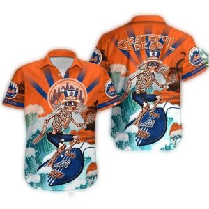 New York Mets Grateful Dead Surfing Hawaiian Shirt For Beach Lovers