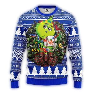 New York Mets Grinch Hug Ugly Christmas Sweatshirt For Fans