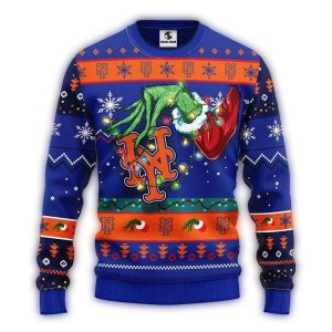 New York Mets Grinch Light Ugly Christmas Sweatshirt For Holiday Cheer