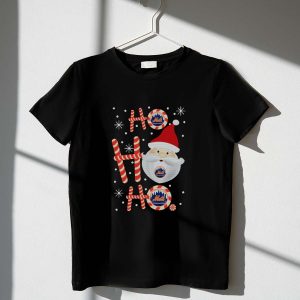New York Mets Christmas T-Shirt With Santa And Candy Cane Design