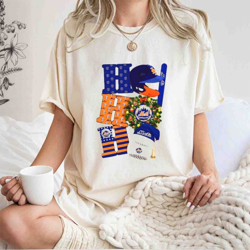 New York Mets Ho Ho Ho Merry Christmas Mets Baseball Holiday T Shirt t shirt 1 1