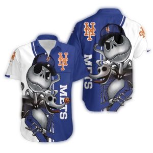 New York Mets Jack Skellington & Zero Hawaiian Shirt For Fans
