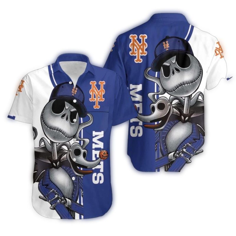 New York Mets Jack Skellington And Zero Hawaiian Shirt 1