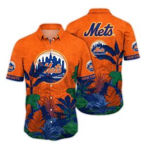 Vintage New York Mets Hawaiian Shirt - Retro Landscape Design